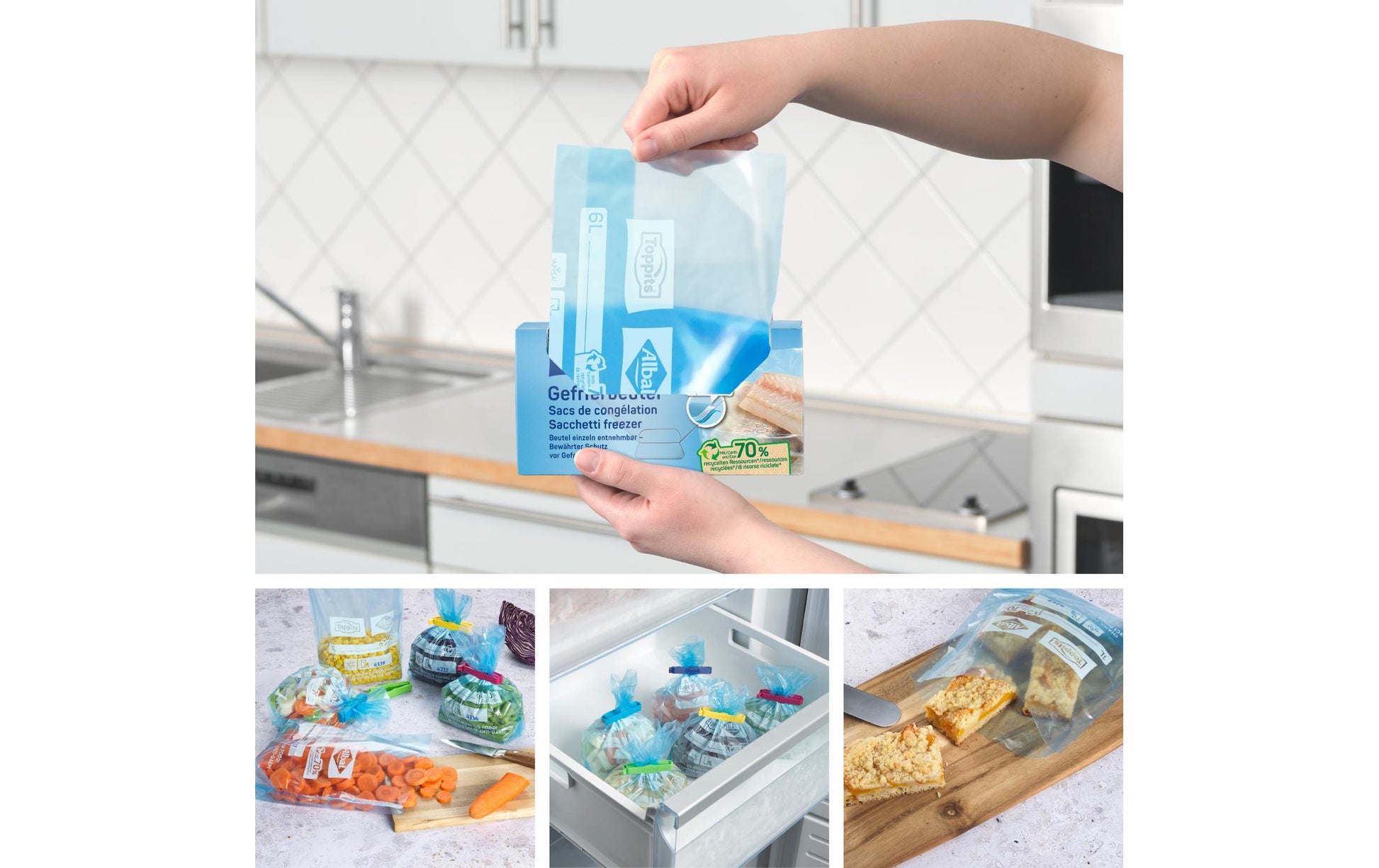Toppits Gefrierbeutel 6 l, 29 × 41 cm, 20 Stk., Polyethylen (PE)