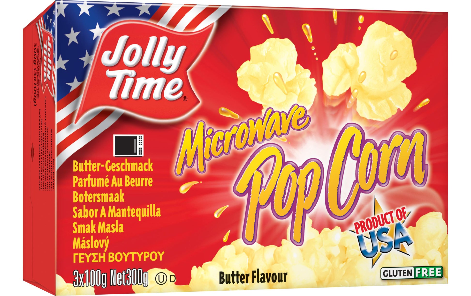 Jolly Time Mikrowellen-Popcorn – Butteraroma – 300 g