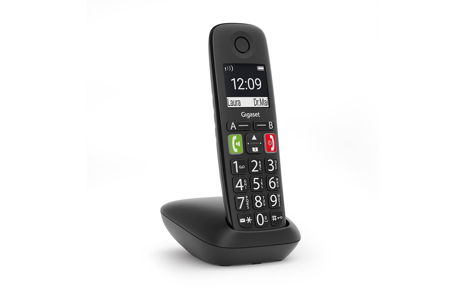 Gigaset E290 – DECT-Telefon mit Basis, Freisprechen, schwarz