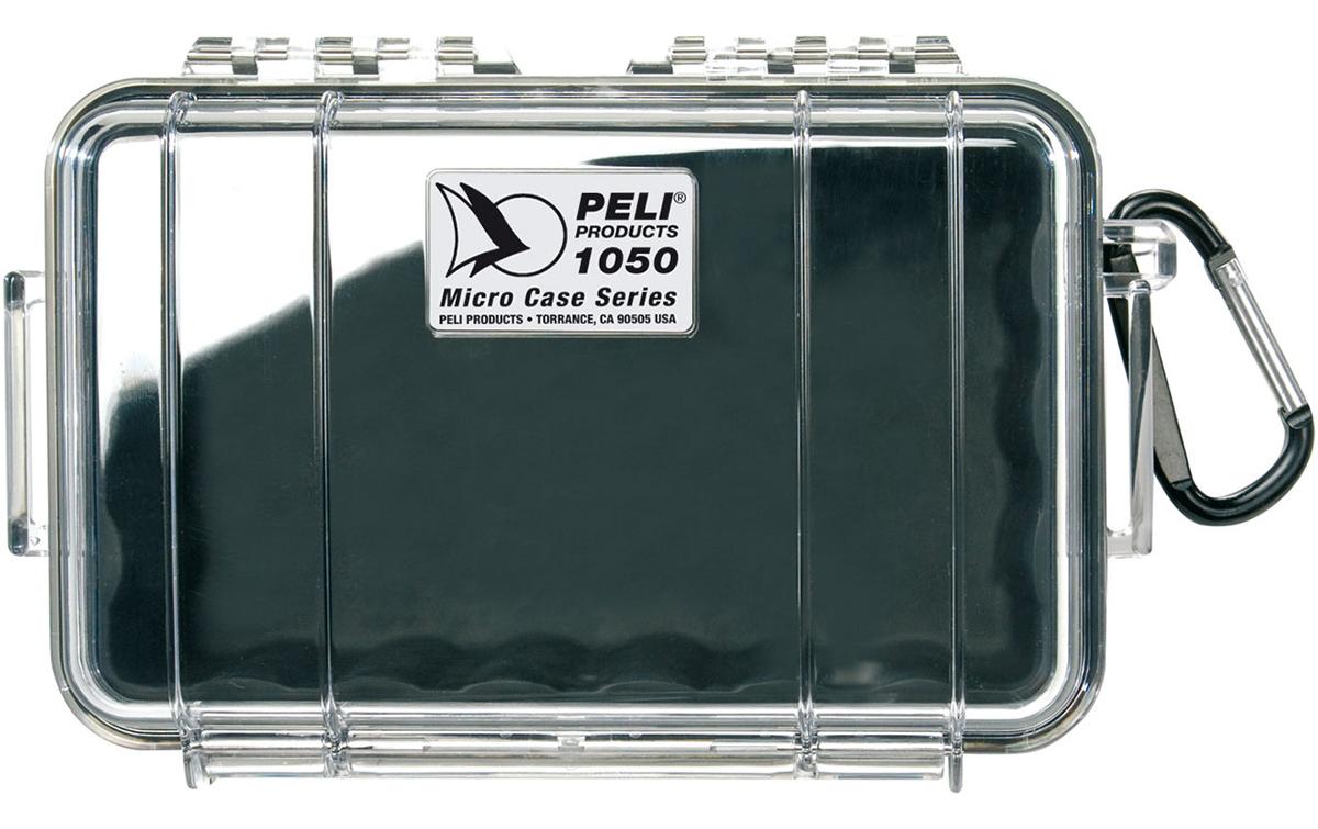 Peli Micro Case 1050 Transport-/Schutzhülle 1,05 l – IP67, mit Gummieinlage, schwarz B 203 × H 79 × T 129 mm
