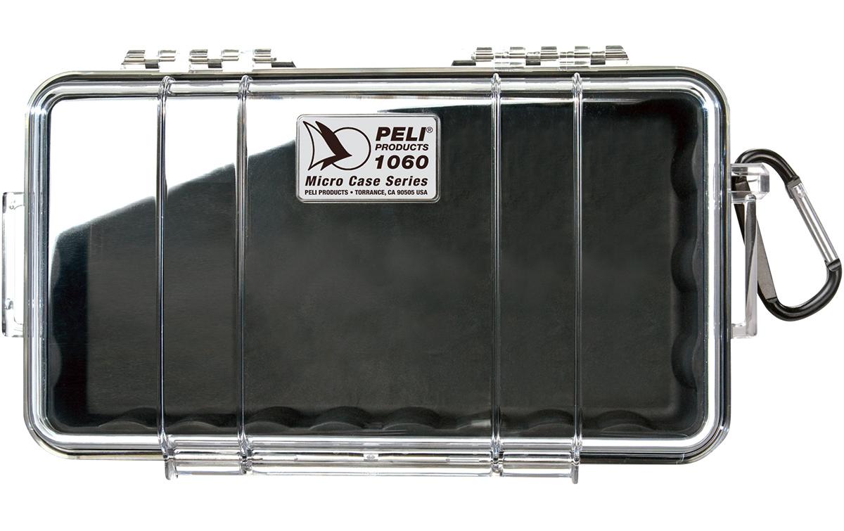 Peli Schutzkoffer Micro Case 1060 – IP67, Sperrschloss, Karabinerhaken – 1,3 l, 251×67×142 mm – Schwarz