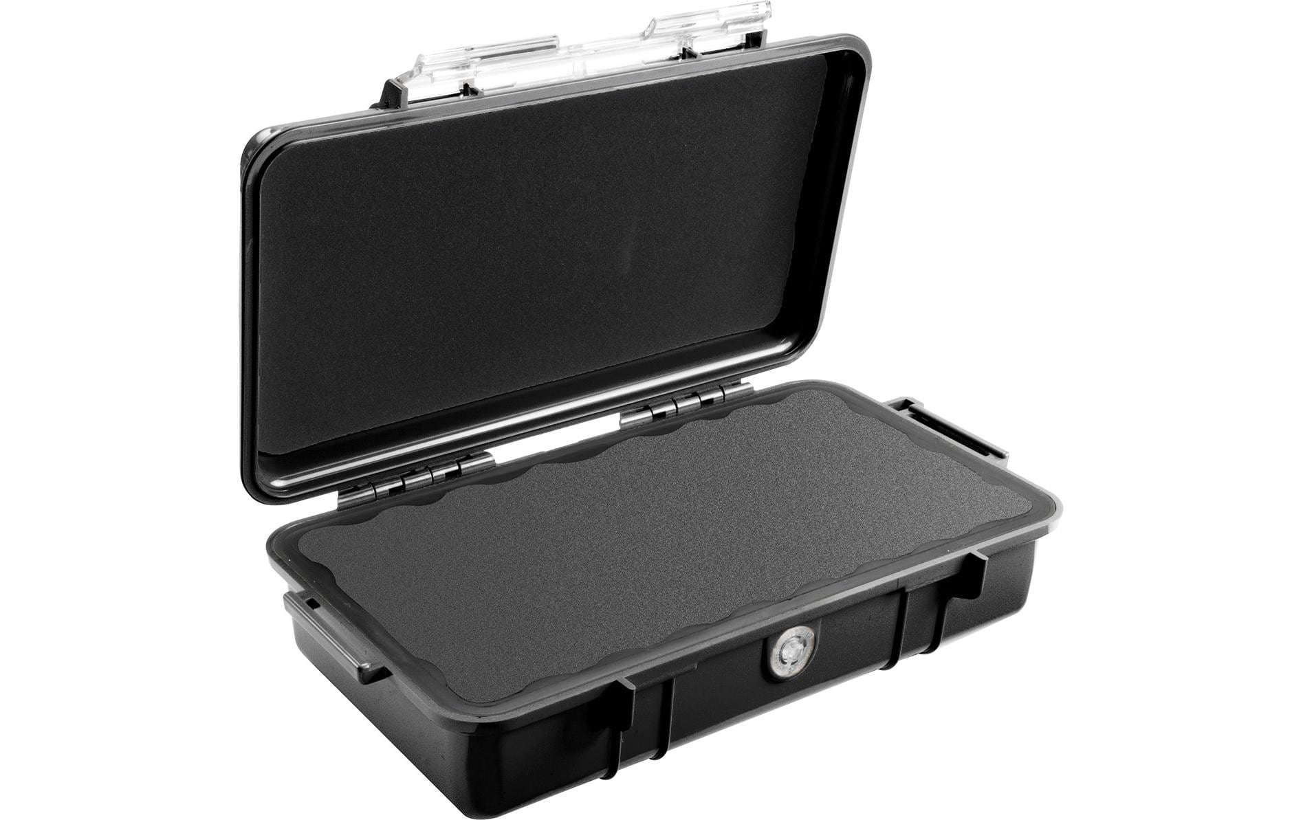 Peli Schutzkoffer Micro Case 1060 – IP67, Sperrschloss, Karabinerhaken – 1,3 l, 251×67×142 mm – Schwarz