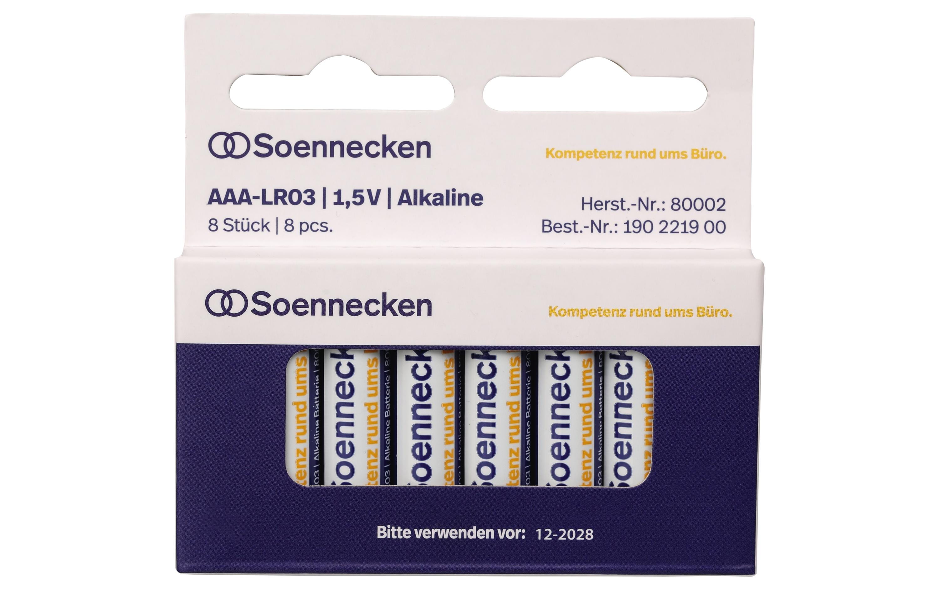 Soennecken AAA Batterien, Alkaline, 1,5 V – 8 Stk.