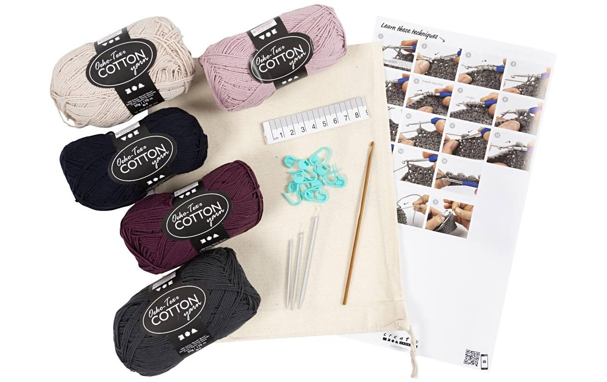 Creativ Company Starter Häkel-/Strickset Weiss – Baumwolle