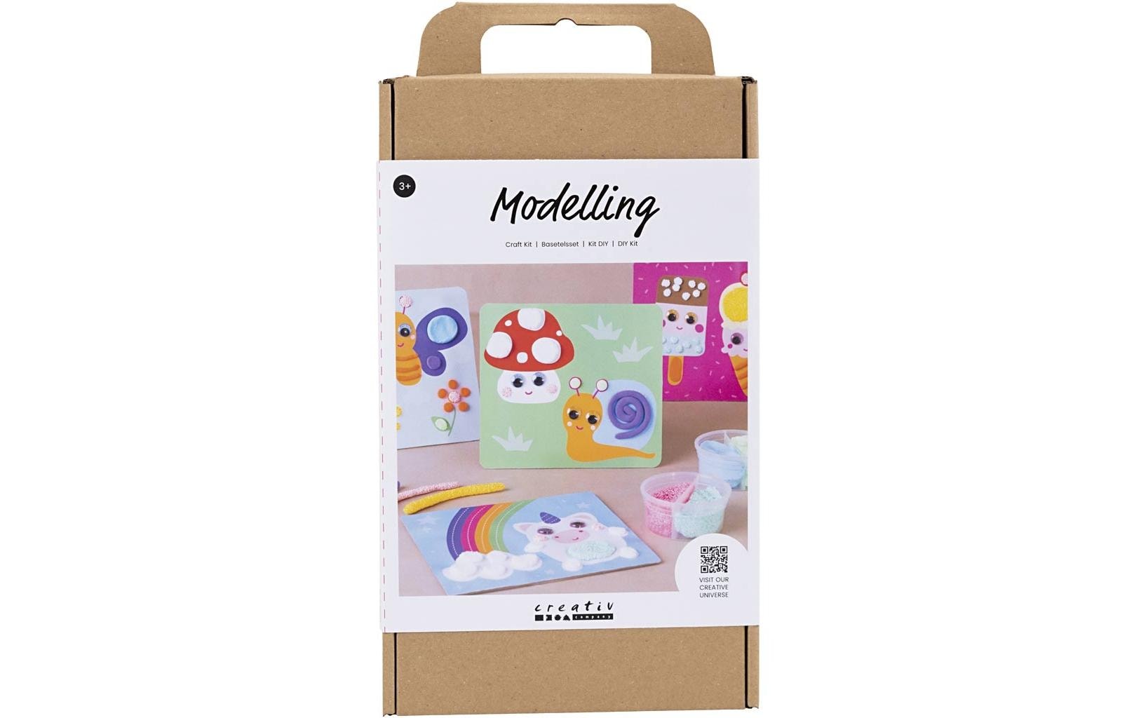 Creativ Company Knete-/Modelliermasse-Set – ab 3 Jahren – Foam/Silk Clay, inkl. Dekoplatte