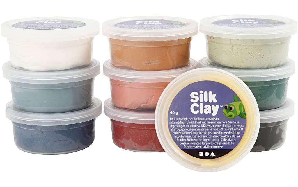 Creativ Company Silk Clay – Modelliermasse-Set (lufthärtend) – 10 × 40 g – Mehrfarbig