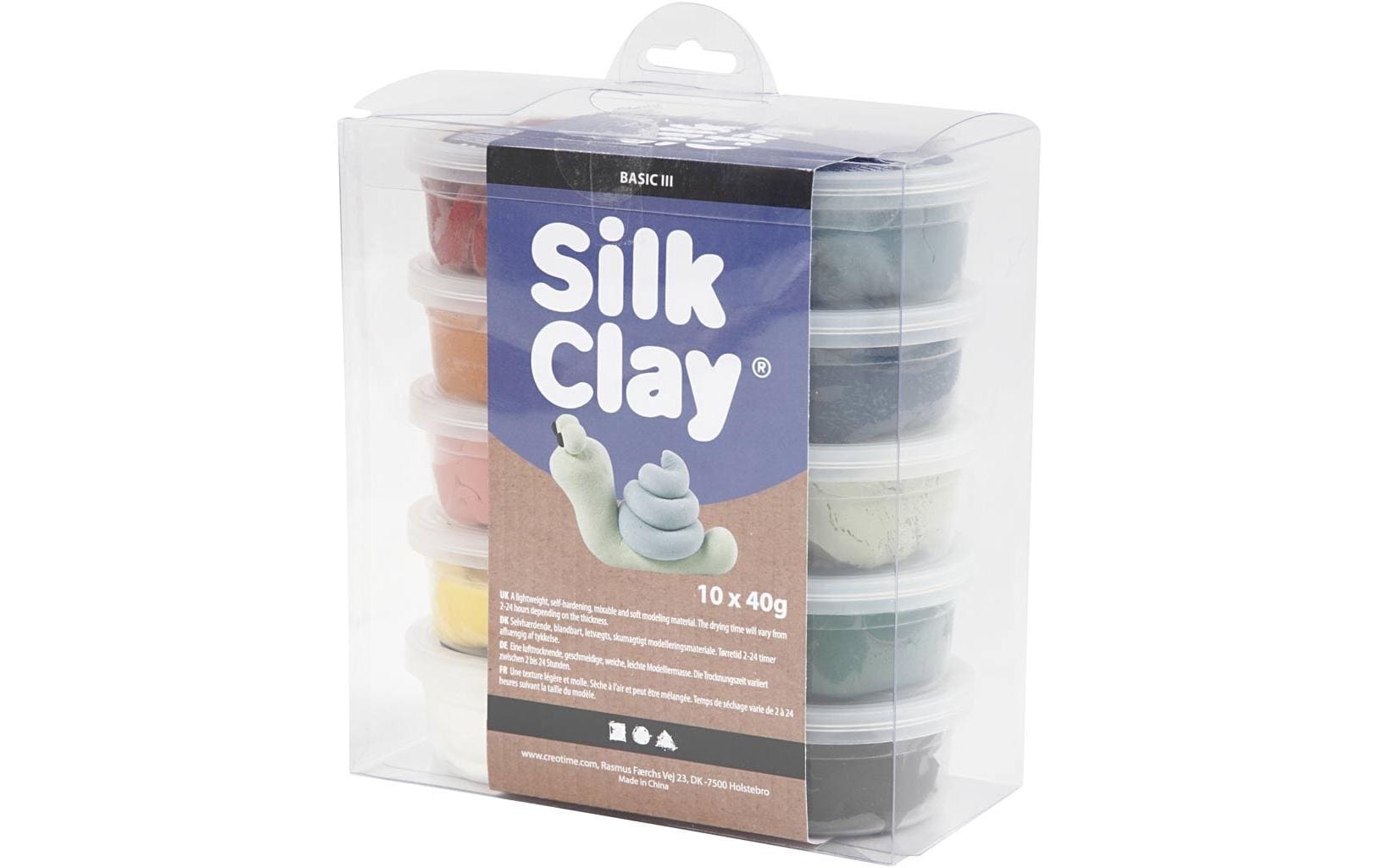 Creativ Company Silk Clay – Modelliermasse-Set (lufthärtend) – 10 × 40 g – Mehrfarbig