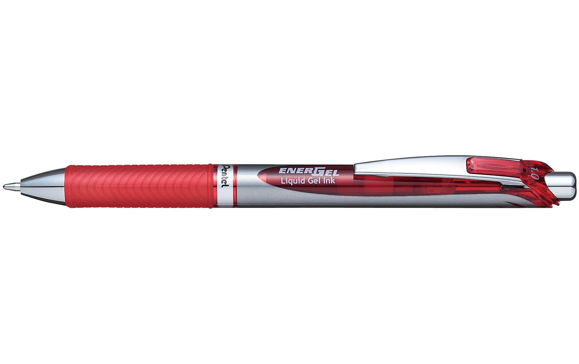 Pentel EnerGel BL80 – Tintenroller, 0,45 mm, Rot, Druckmechanik, Silber/Rot