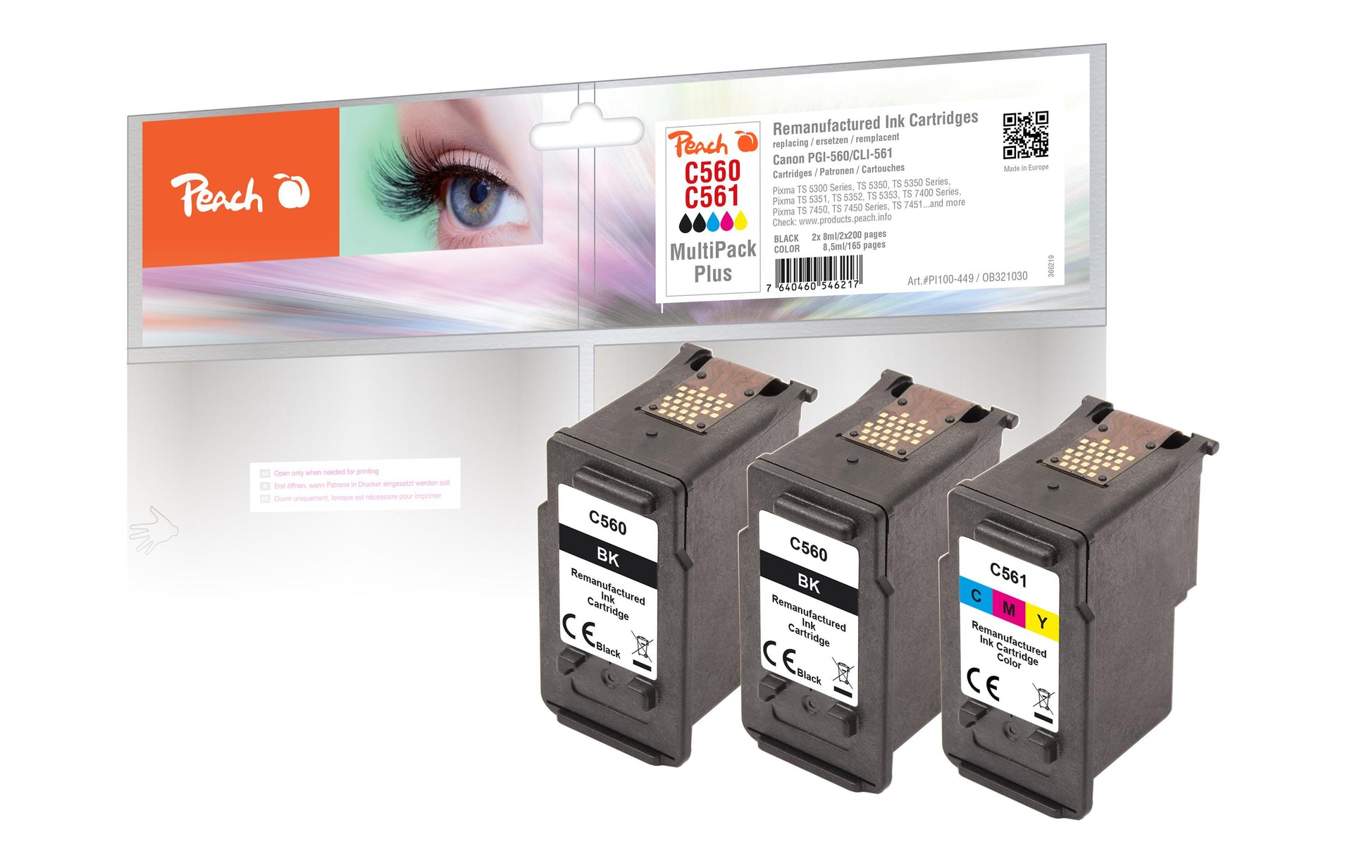 Peach PG-560/CL-561 Tintenpatronen-Multipack, 3er-Set (Kompatibel) – für Canon Pixma TS 5300/5350/5400 …