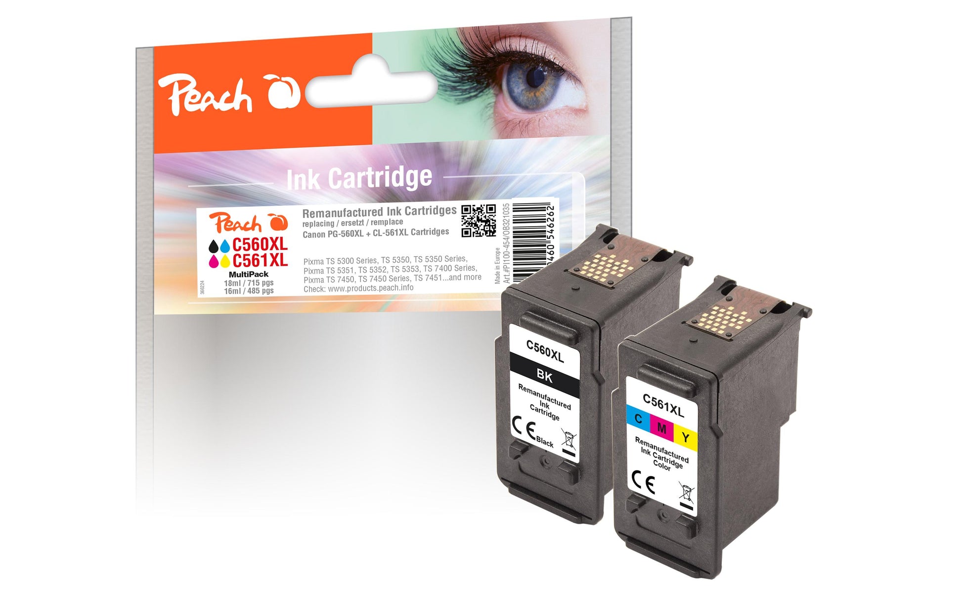 Peach PG-560XL/CL-561XL Tintenpatronen-Multipack, 2er-Set (Kompatibel) – für Canon Pixma TS 5300/TS 5350