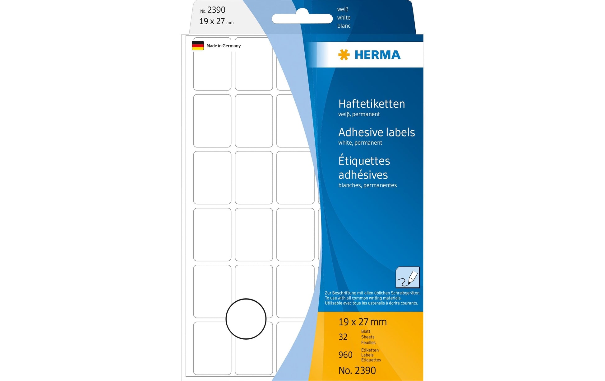 HERMA Schuletiketten – 19 × 27 mm, Abgerundete Ecken, 960 Stk, 32 Bogen, Papier, Permanent Haftend