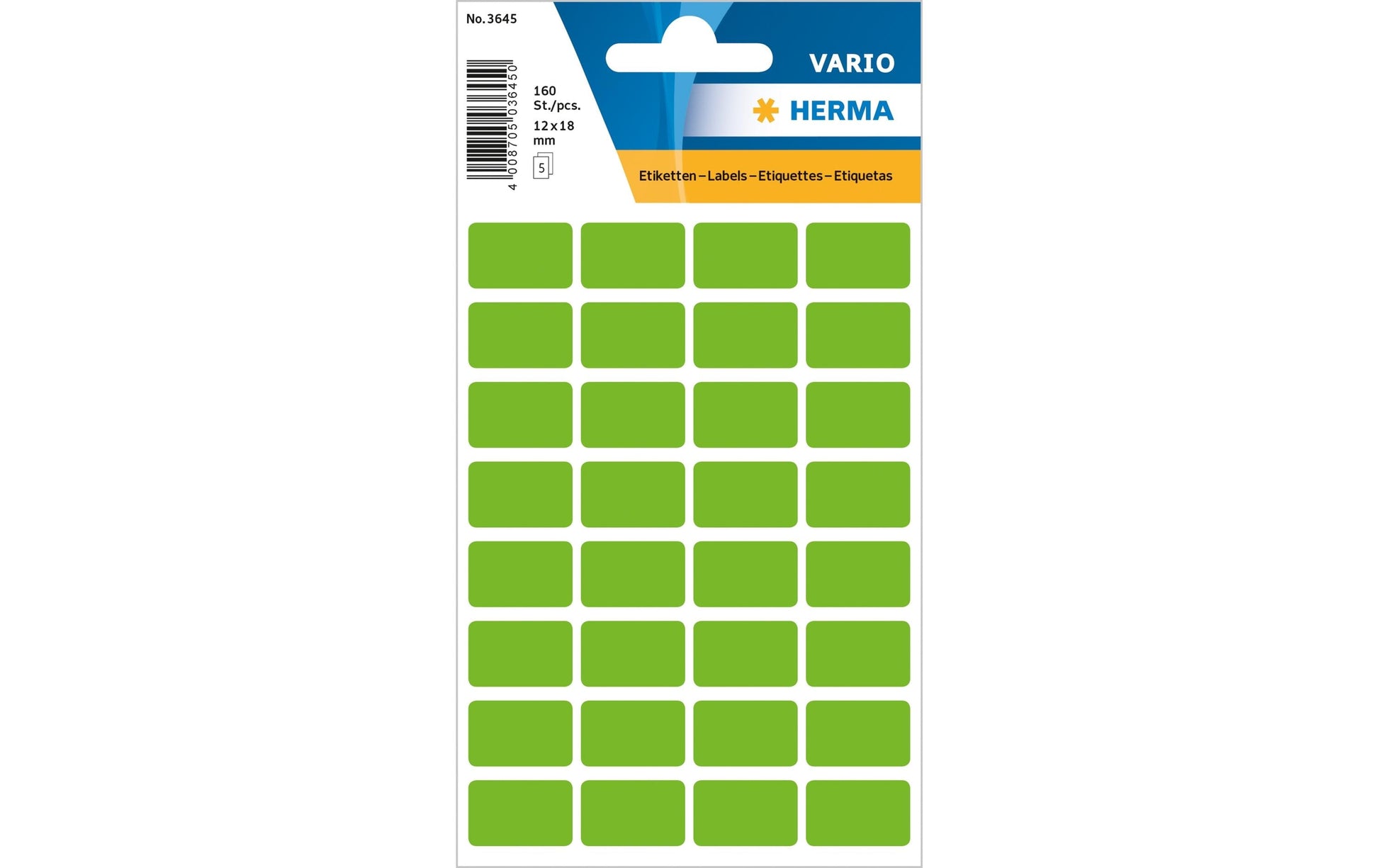 HERMA Vario Schuletiketten – 12 × 19 mm, Abgerundete Ecken, 160 Stk, 5 Bogen, Papier, Permanent Haftend