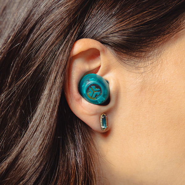 JLab Go Pop ANC TWS In-Ear – Stereo, ANC, mit Ladecase, Türkis, Transparent, BT 5.3