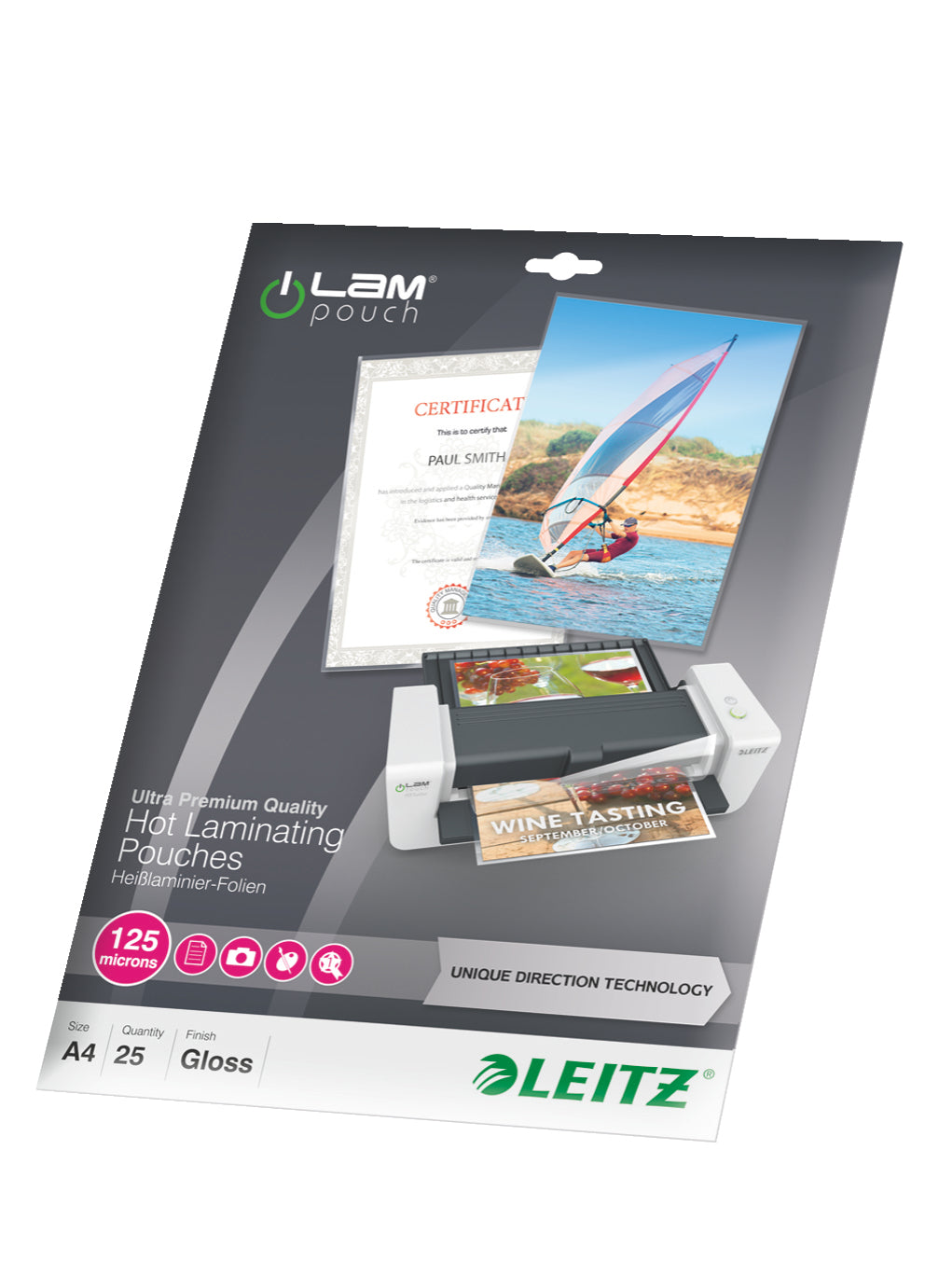 Leitz Laminierfolien A4, glänzend – 125 µm, 216 × 303 mm, 25 Stk.