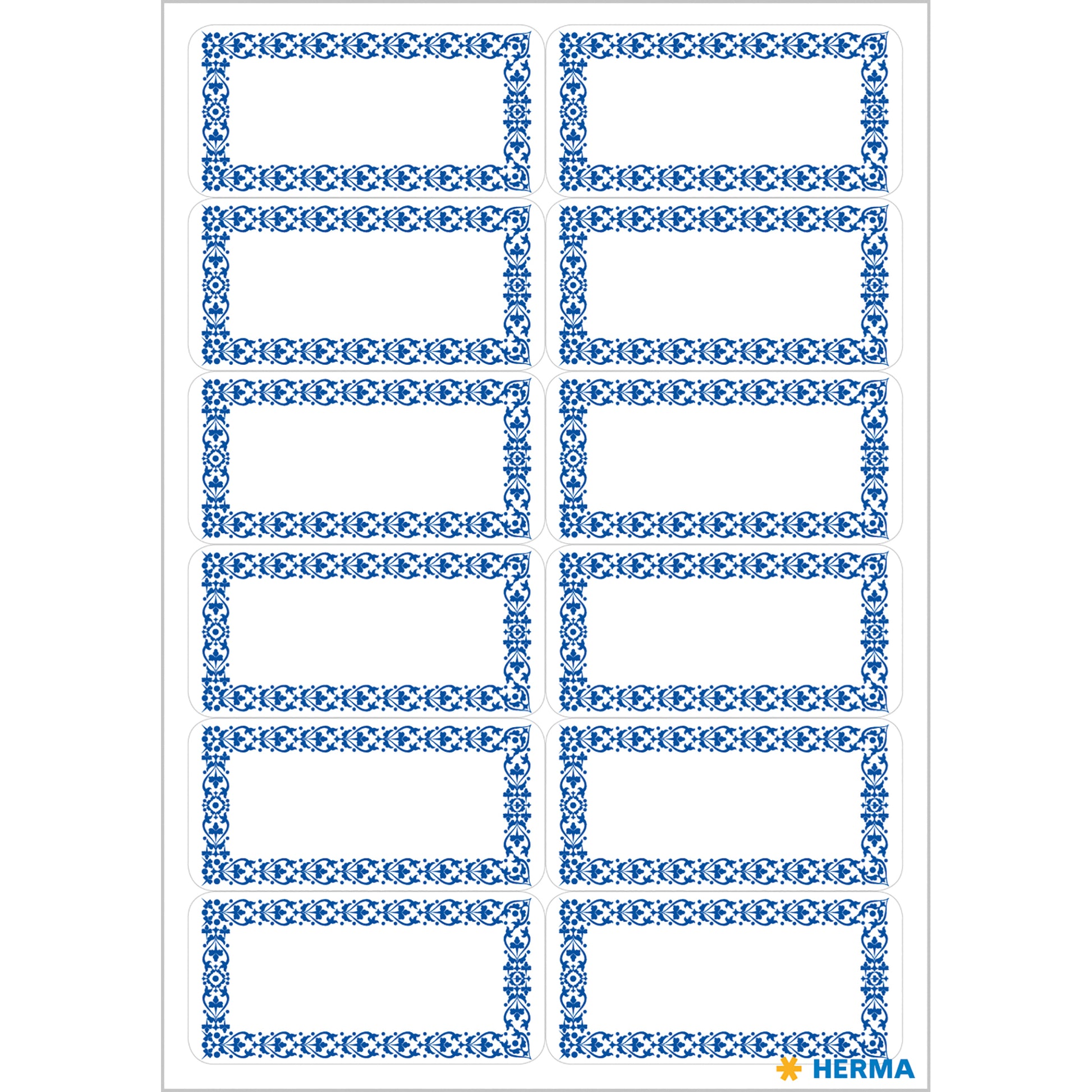 HERMA Schuletiketten – Motiv Neutral – Abgerundete Ecken, 48 Stk, 4 Bogen, Papier, Permanent Haftend