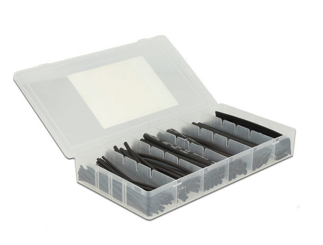 DeLOCK Schrumpfschlauch-Set, 100 Stk., Ø 4 mm × 10 cm – schwarz