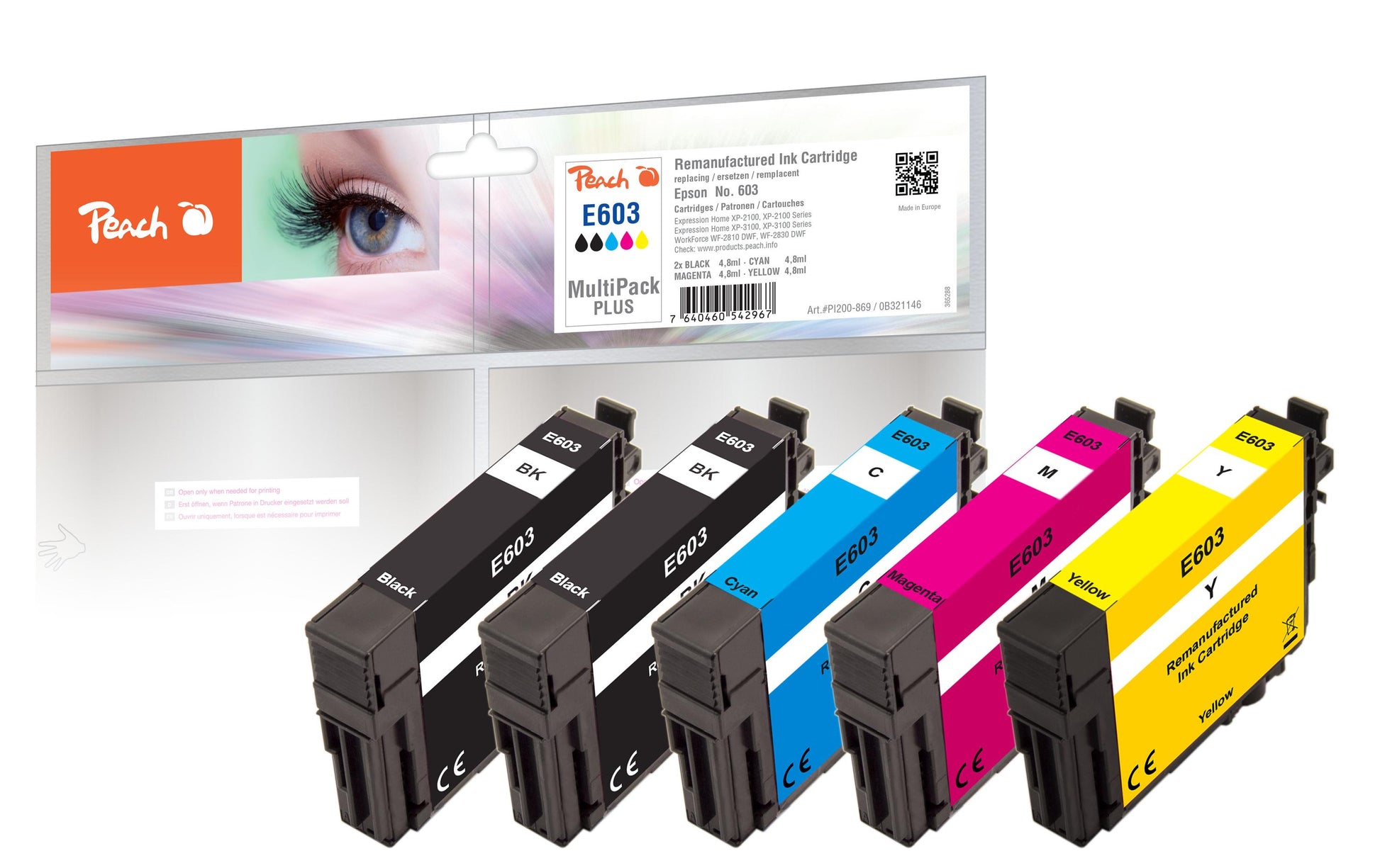 Peach 603 Tintenpatronen-Multipack, Schwarz/Cyan/Magenta/Gelb (Kompatibel) – für Epson XP-2100/XP-3100/XP-4100