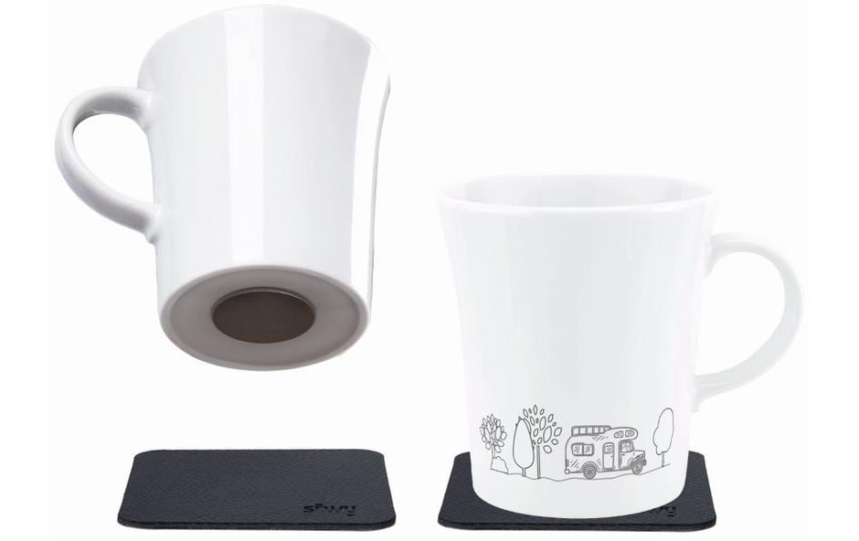 Silwy S027-1309-2-B-CA Tasse – 0,27 l, Porzellan, schwarz matt, Magnethenkel, 2 Stück
