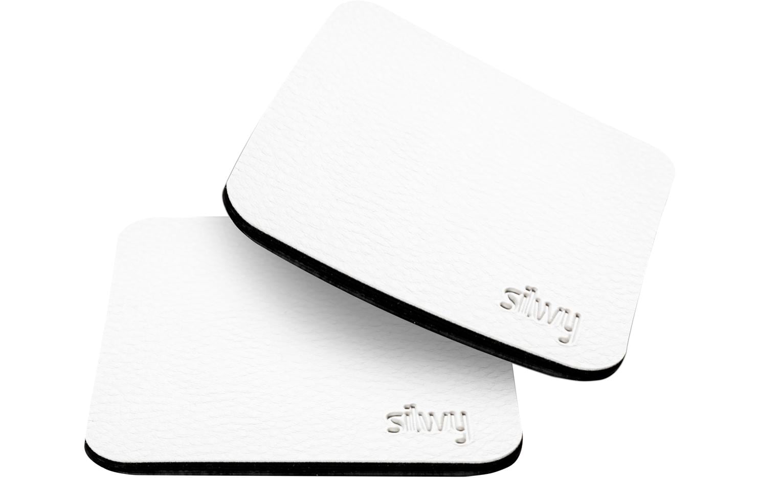 Silwy Untersetzer – 2er Set, 8,3 × 8,3 × 0,2 cm, Kunstleder/Metall, Nano-Gel, für Magnetgläser