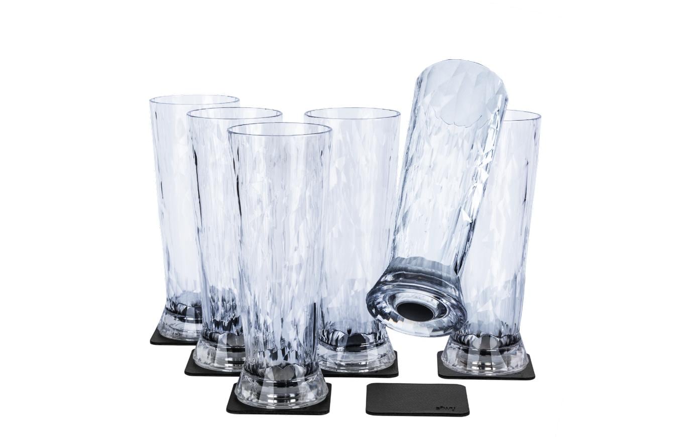 Silwy Bierglas – 0,50 l, Kunststoff, Transparent, 6 Stück