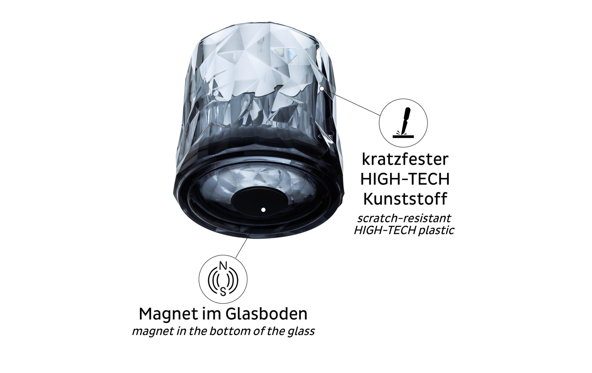 Silwy Glas – 0,25 l, Kunststoff, grau, 6 Stück