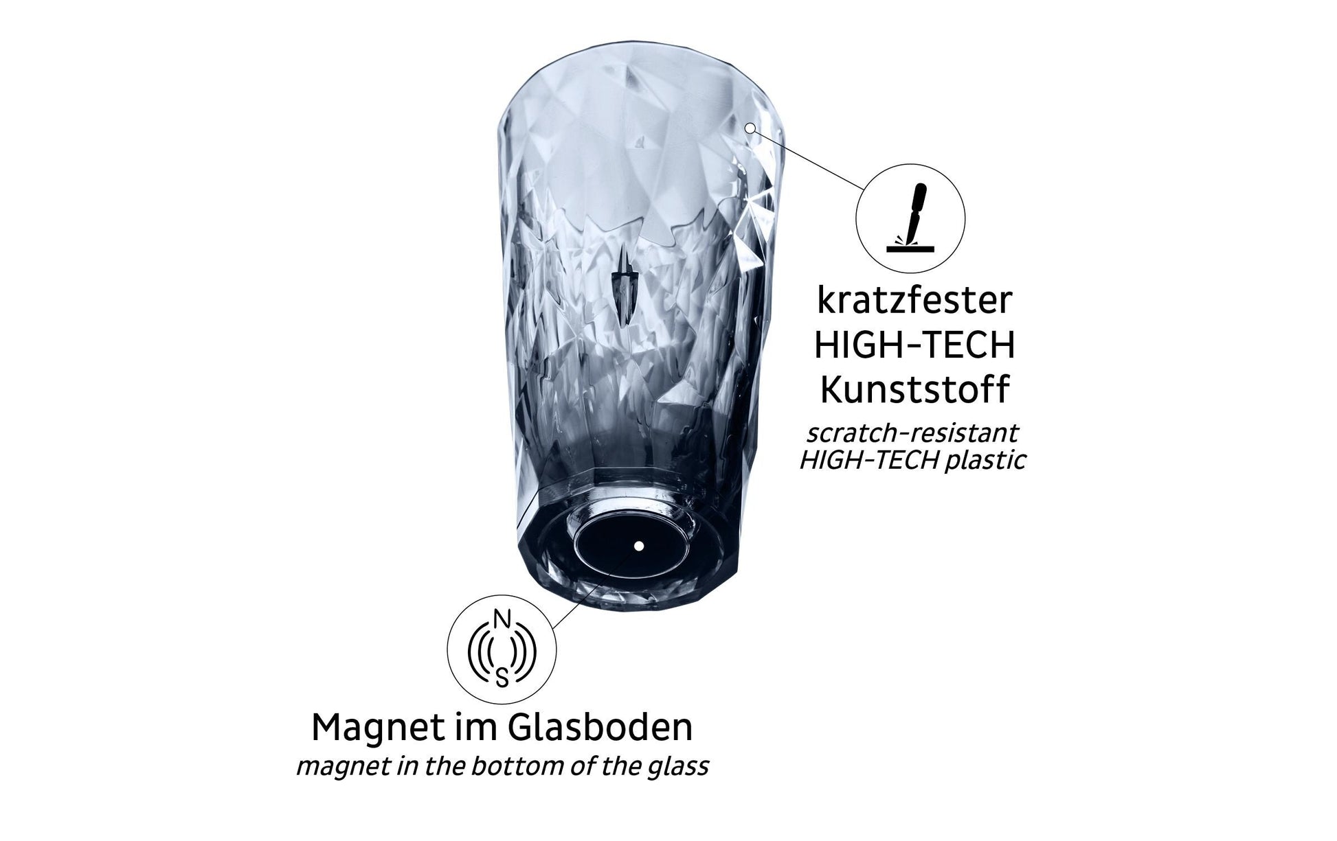 Silwy Longdrinkglas – 2er Set, 300 ml, 8,8 × 8,8 × 14,1 cm, Kunststoff, Grau