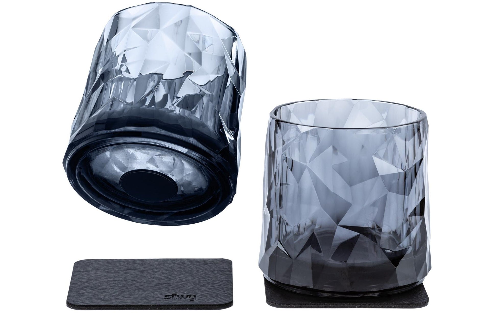 Silwy Trinkglas – 2er Set, 250 ml, Ø 9,2 cm, H 8,7 cm, Kunststoff, Grau