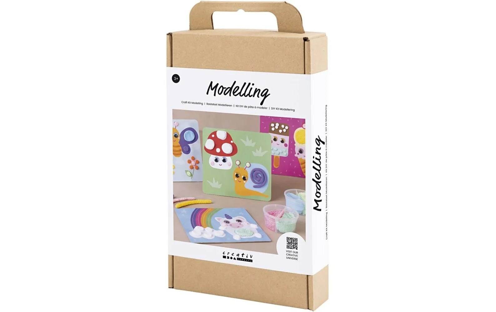 Creativ Company Knete-/Modelliermasse-Set – ab 3 Jahren – Foam/Silk Clay, inkl. Dekoplatte