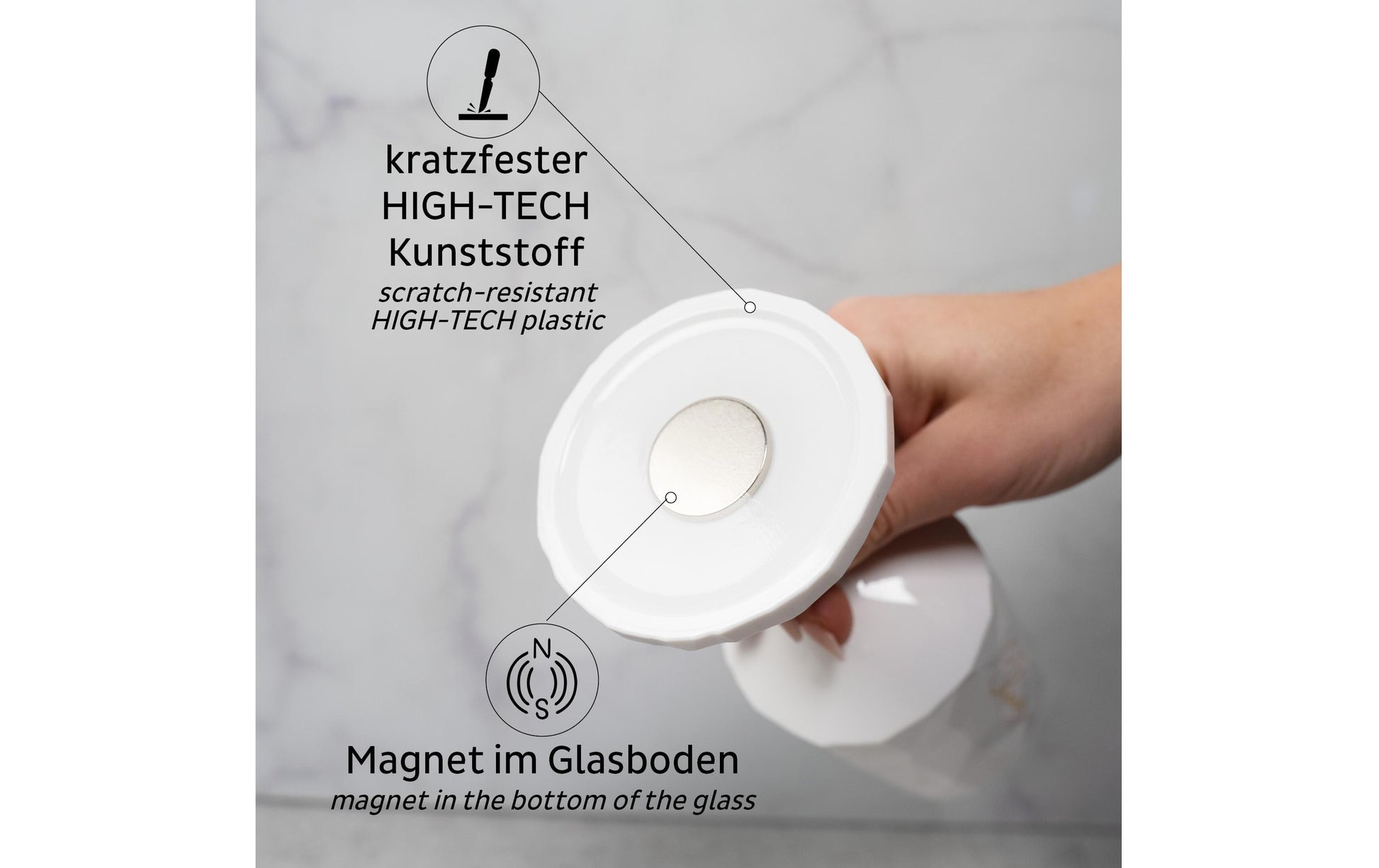 Silwy Weinglas – 300 ml, Ø 7,6 cm, Kunststoff, Weiss