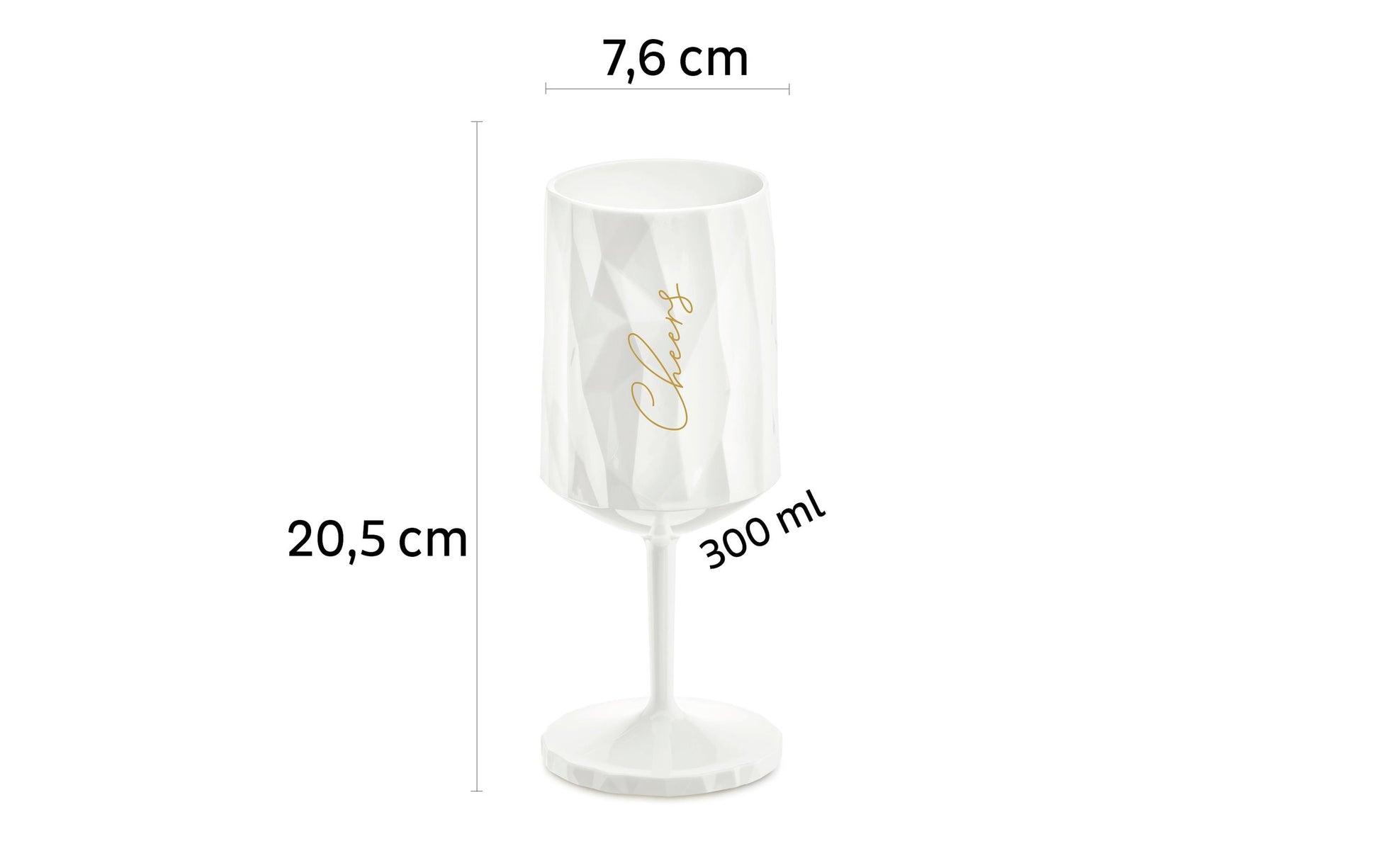 Silwy Weinglas – 300 ml, Ø 7,6 cm, Kunststoff, Weiss