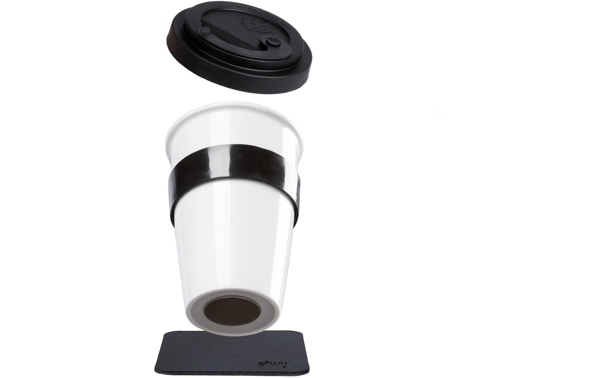 Silwy Becher S038-1403-1-B – 350 ml, Ø 9,3 cm, H 13,0 cm, Porzellan, Weiss, mit Deckel