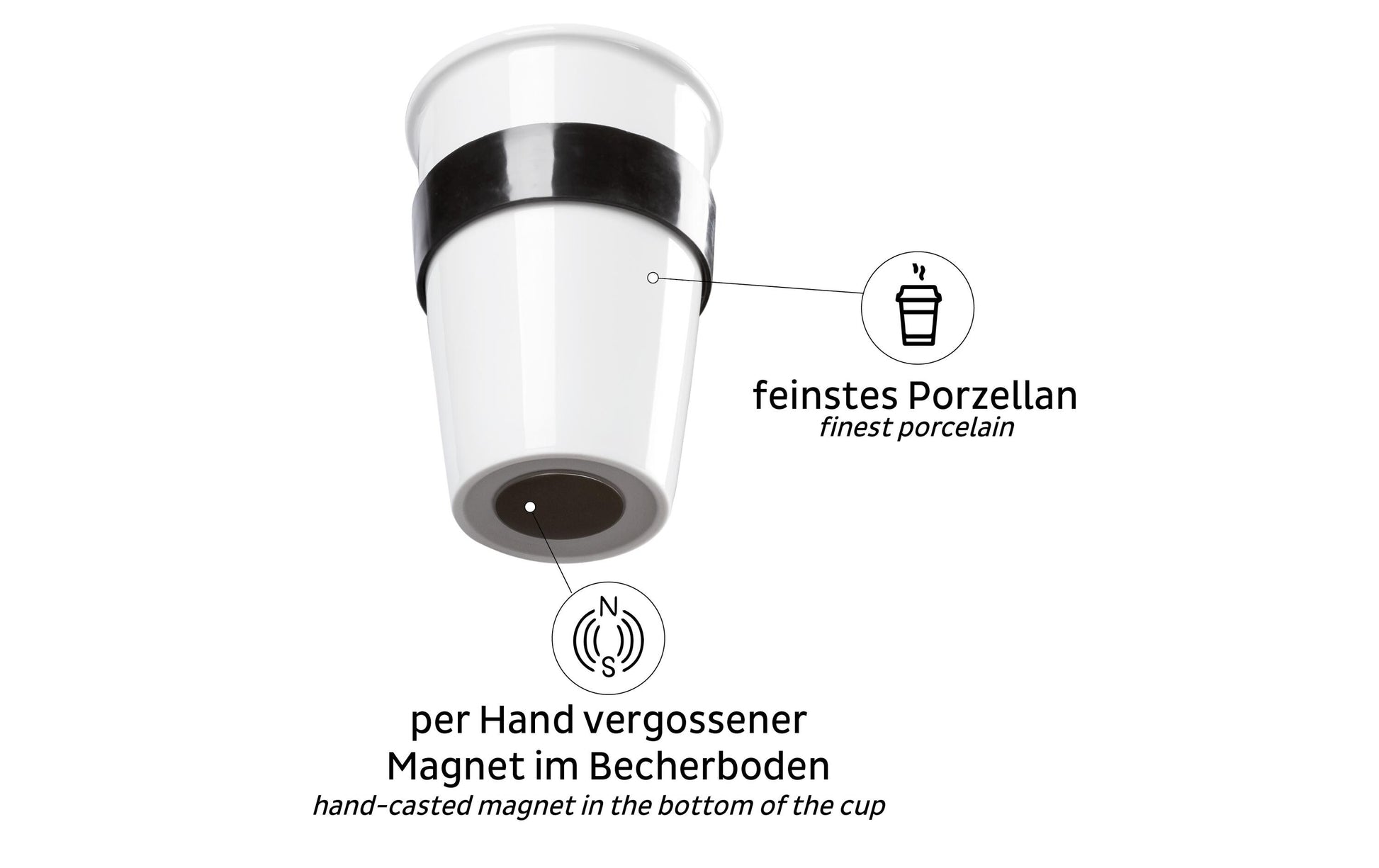 Silwy Becher S038-1403-1-B – 350 ml, Ø 9,3 cm, H 13,0 cm, Porzellan, Weiss, mit Deckel