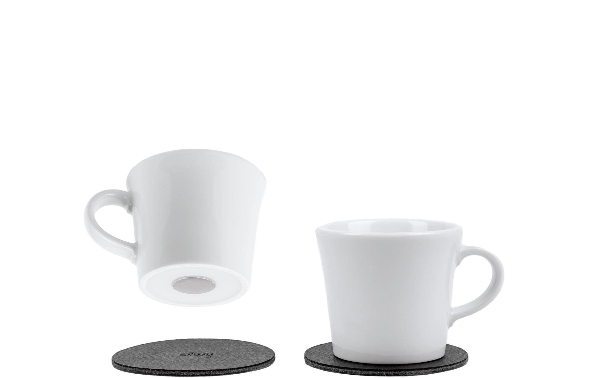 Silwy Espressotasse S070-1404-2-B – 2er Set, 70 ml, Porzellan, Weiss, inkl. 2 Metall-Nano-Gel-Pads