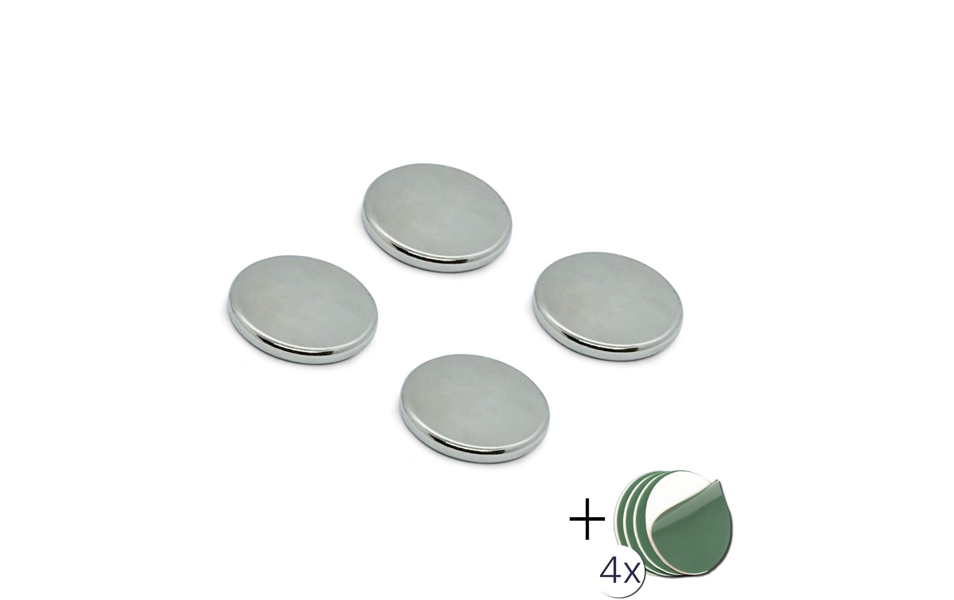 Silwy PM00-14-4 Kabelhalter – selbstklebend – Neodym – silber – Ø 28 × H 3 mm – 4 Stück