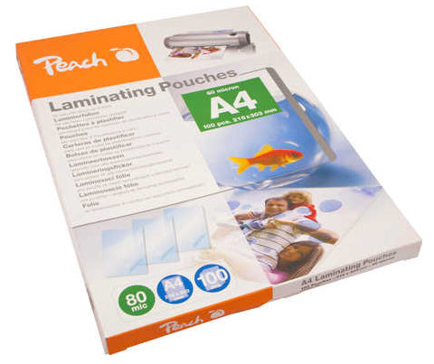 Peach Laminierfolien A4, glänzend – 80 µm, 216 × 303 mm, 100 Stk.