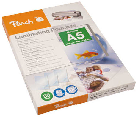 Peach Laminierfolien A5, glänzend – 80 µm, 153 × 216 mm, 100 Stk.