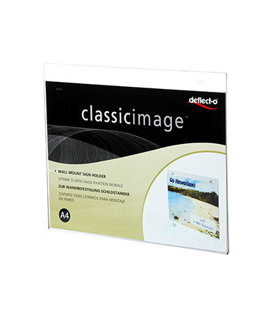 Deflecto Plakatrahmen – für A4 – Querformat – zur Wandmontage – transparent – Polystyrol (PS)