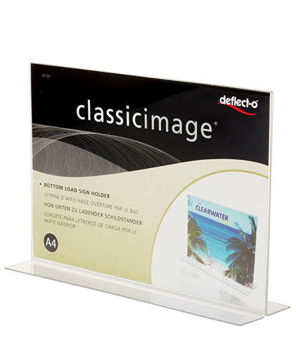 Deflecto Tischaufsteller – für A4 – quer – transparent – Polystyrol (PS) – 297×211×82 mm – 1 Stk.