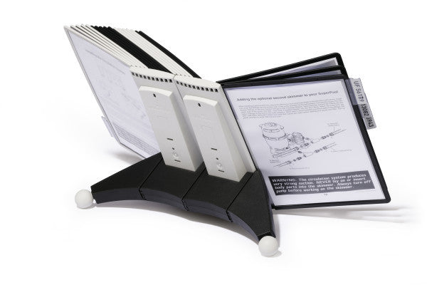 Durable Prospektständer SHERPA Tisch 20 – für A4, 20 Fächer, Grau/Schwarz, Kunststoff