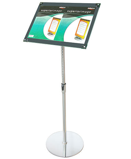 Deflecto Bodenständer Superior Image 790645 – für A3 hoch/quer, magnetisch, silber, Metall