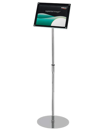 Deflecto Sichttafelhalter Superior Image – für A4 – Querformat – höhenverstellbar, magnetisch – Stahl