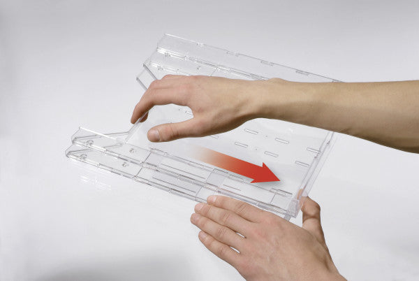 Durable Wandprospekthalter A4 – für Wand- und Tischanwendung – transparent – Combiboxx Set L