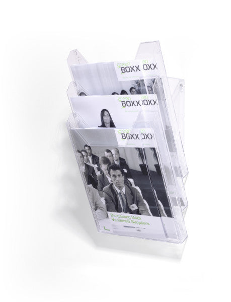 Durable Wandprospekthalter A4 – für Wand- und Tischanwendung – transparent – Combiboxx Set L