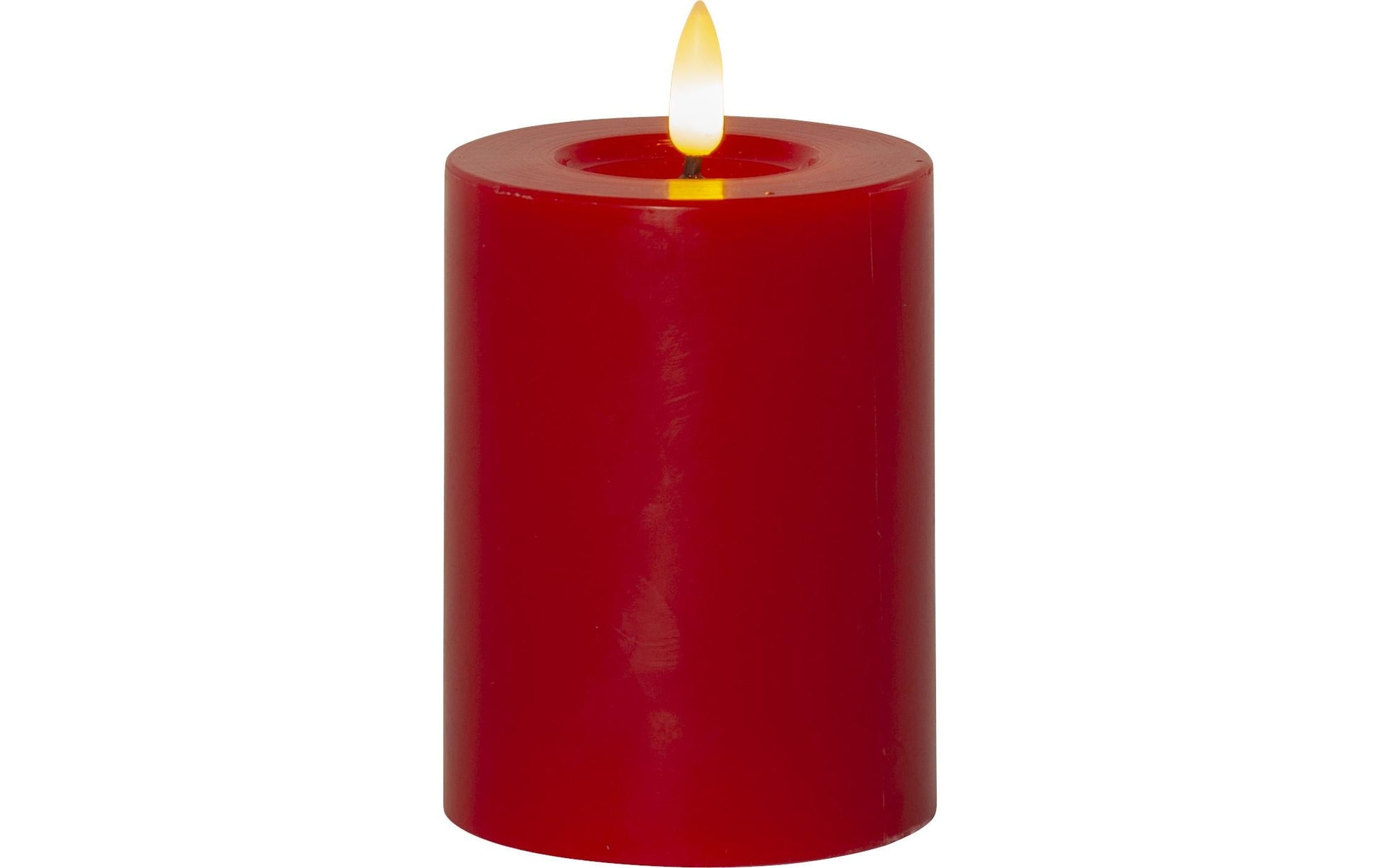 Star Trading LED-Säulenkerze Flow – Ø 7,5 × 12,5 cm, warmweiss, rot, Timer, batteriebetrieben