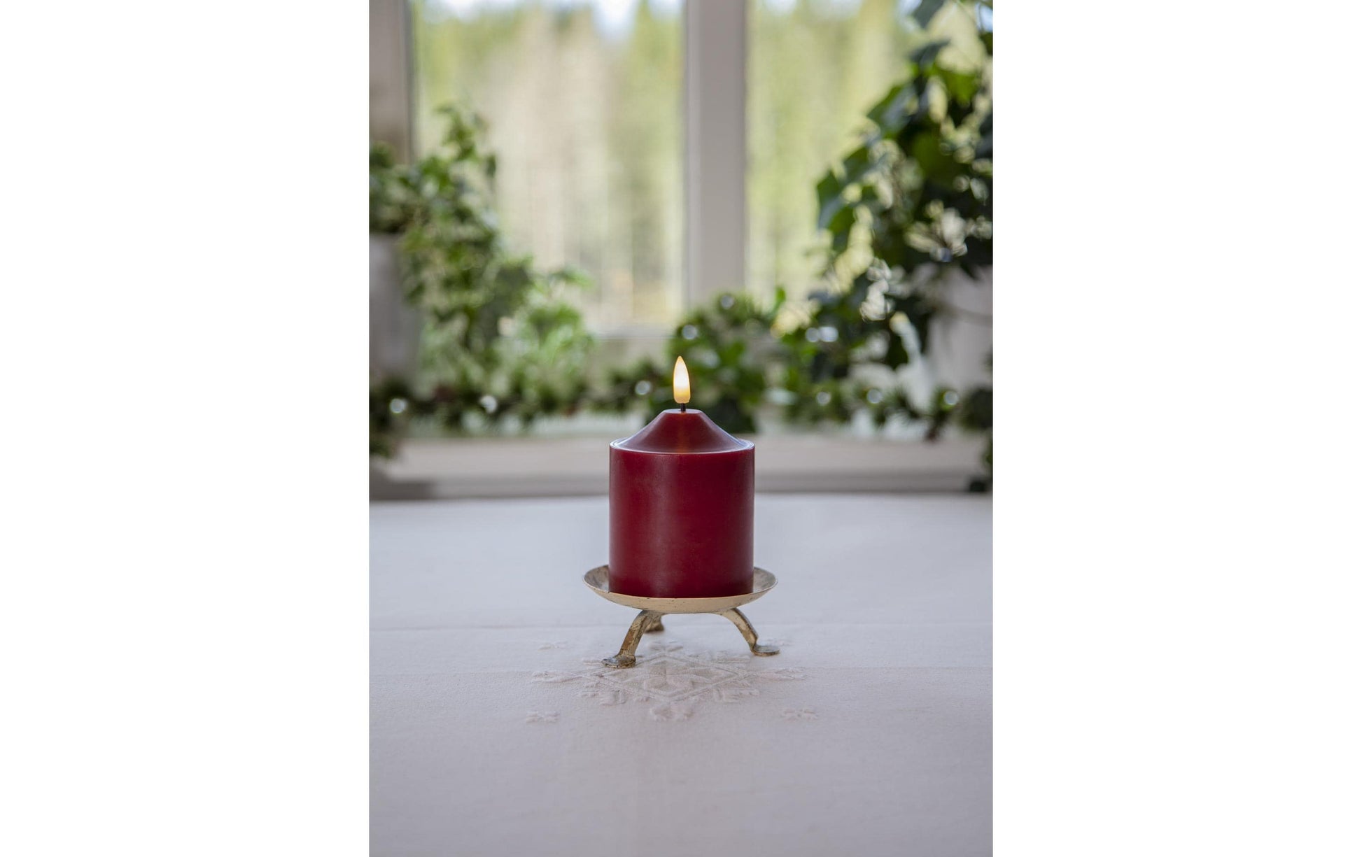 Star Trading LED-Wachskerze – 7,5 × 7,5 × 12 cm – Wachs, Rot
