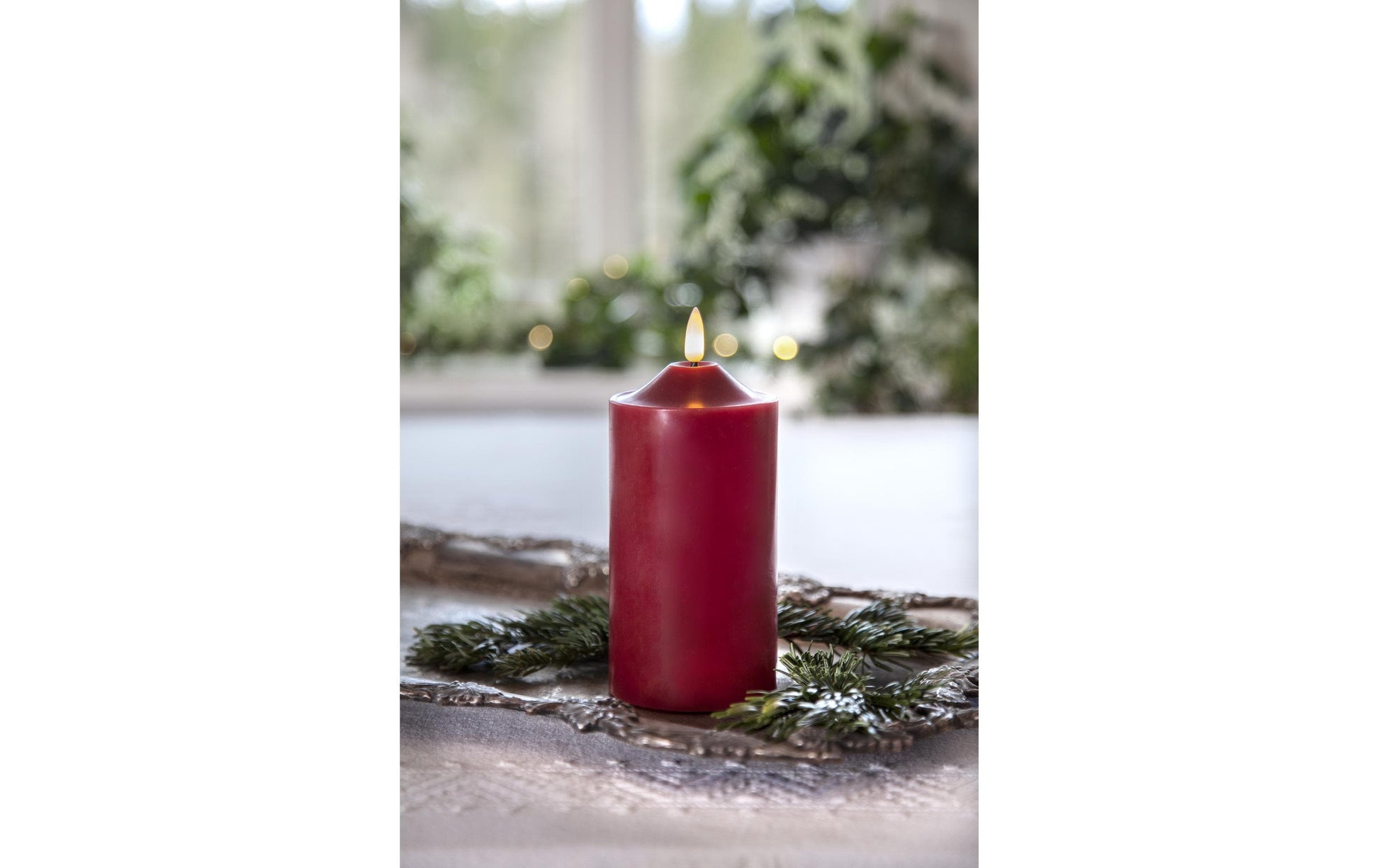Star Trading LED-Kerze – Ø 7,5 × 17 cm – Echtwachs, Rot, Timer, Warmweiss
