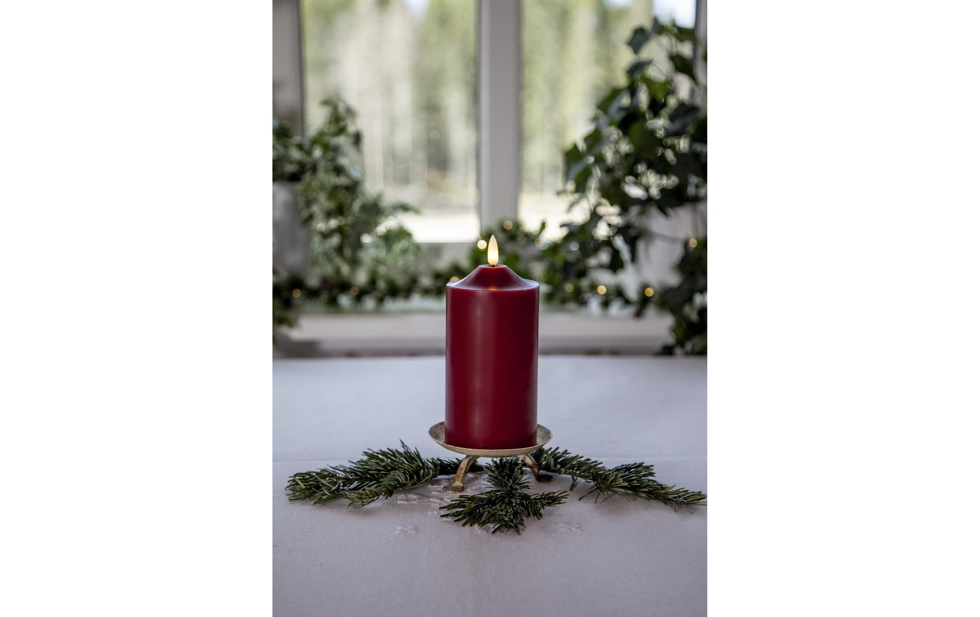 Star Trading LED-Kerze – Ø 7,5 × 17 cm – Echtwachs, Rot, Timer, Warmweiss