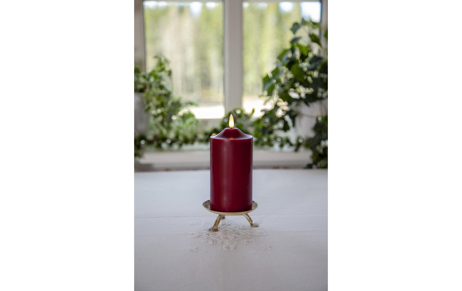 Star Trading LED-Kerze – Ø 7,5 × 17 cm – Echtwachs, Rot, Timer, Warmweiss