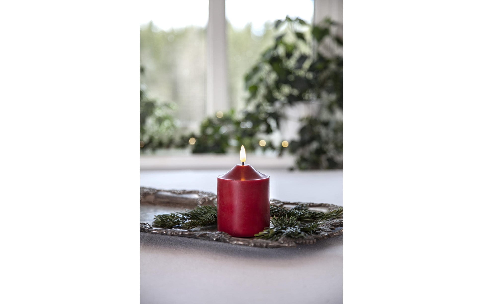 Star Trading LED-Wachskerze – 7,5 × 7,5 × 12 cm – Wachs, Rot