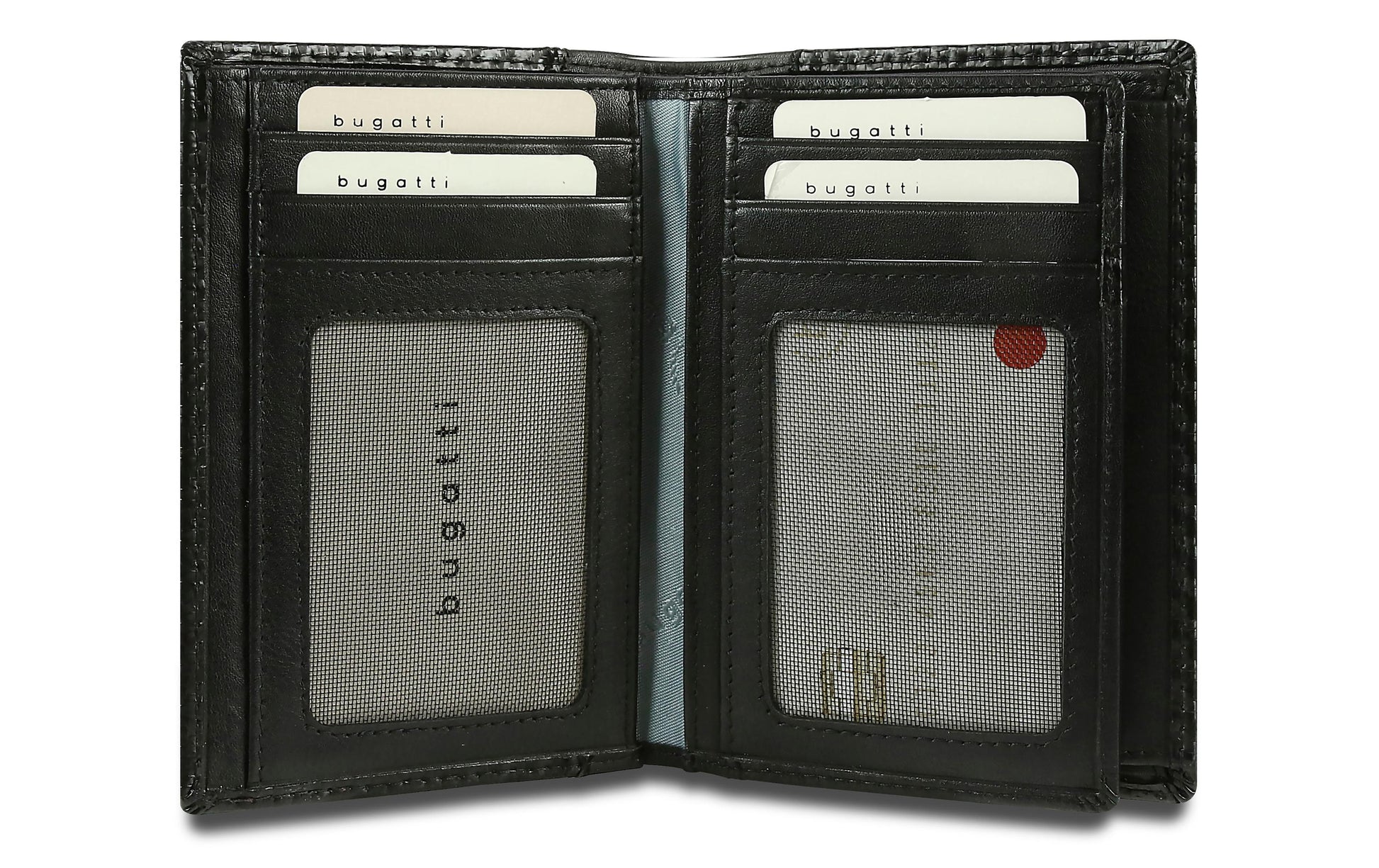Bugatti cases Bugatti – Hochformatbörse Comet M – RFID-Schutz, Münzfach, 8 Kartenfächer – 90 × 125 × 20 mm – Schwarz – Leder